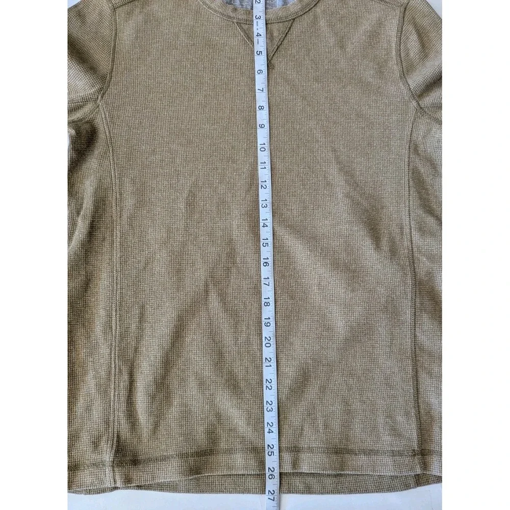 Eddie Bauer Men's Sz M  Pullover Sweater Crew Neck Thermal Cotton Green Solid - Picture 7 of 8